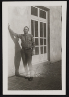 Carl F. Janish in front of Marine barracks in San Diego, California: photographic print