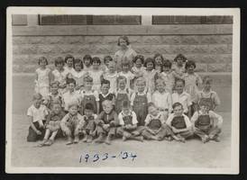 Hazel Denton posed for class photograph with the 1933-1934 students: photographic print