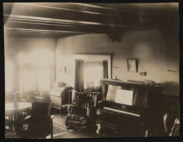 Interior of parlor with piano in Siegfried home in Edmonds, Washington: photographic print