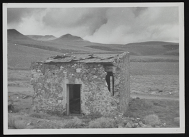 Exterior view of what was originally the Esmeralda Bank building, then Ben Edwards' store, now in ruins, Candelaria, Nevada: photographic print