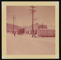Exterior view of the old Teagle Store made of adobe: photographic print