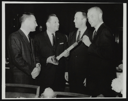 Astronauts Gus Grissom, Alan Shepard, and John Glenn meet with Howard Cannon: photographic print