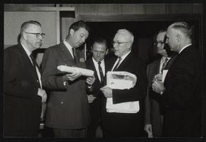 Howard Cannon and others at a conference at Air Force Ballistic Missile Headquarters: photographic print