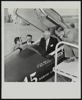 Howard Cannon and others examining an X-15 aircraft at Air Force Ballistic Missile Headquarters: photographic print