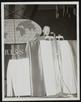 Howard Cannon addresses the World Congress of Flight, Las Vegas, Nevada: photographic print and correspondence