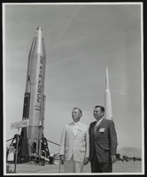 Senators Stephen Young and Howard Cannon inspect missiles and other aerospace weapons at the World Congress of Flight, Las Vegas, Nevada: photographic print
