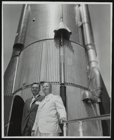 Senators Stephen Young and Howard Cannon emerging from the Atlas exhibit at the World Congress of Flight, Las Vegas, Nevada: photographic print