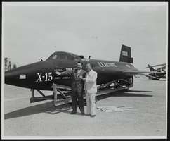 Senators Stephen Young and Howard Cannon inspect an X-15 aircraft at the World Congress of Flight, Las Vegas, Nevada: photographic print