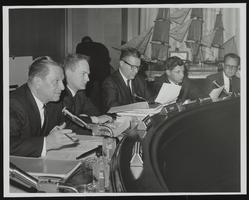 Howard Cannon and others question witnesses during a Senate Commerce Committee hearings: photographic print
