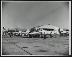 Howard Cannon's visit to Norair in Hawthorne, California to inspect aircraft: photographic print and correspondence