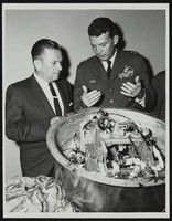 Howard Cannon with Lieutenant General Bernard Schriever inspecting Discoverer XIII: photographic print