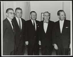 Senators Howard Cannon and Alan Bible with Governor Frank Sawyer, Representative Walter S. Baring Jr., and W. P. Kennedy: photographic print