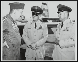 Howard Cannon with Lieutenant General Walter E. Todd and Colonel R. A. Reeve at Maxwell Air Force Base, Alabama: photographic print