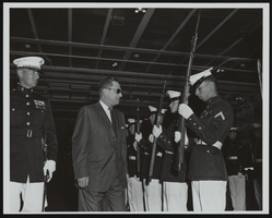 Howard Cannon and the Marine honor guard aboard the USS Franklin D. Roosevelt: photographic print