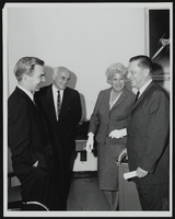 Howard Cannon with Senator J. Howard Edmondson, Secretary Buckert, and Jackie Cochran at Edwards Air Force Base, California: photographic print