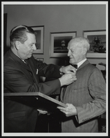 Howard Cannon congratulates retired Major General Benjamin D. Foulois on becoming an honorary member of the Air Force Thunderbirds: photographic print