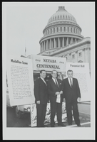 Senators Howard Cannon, Alan Bible, and Walter Baring at the Nevada Centennial display on the steps of the United States Capitol, Washington, D.C.: photographic print