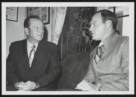 Howard Cannon meets with Major Robert H. Baxter, Nellis Air Force Base: photographic print