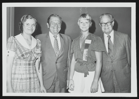 Nevada delegates to the American Legion Girls Nation conference in Washington, D.C., Mary Shannon and Lisa Ann Larsen of Las Vegas, Nevada, meet with Senators Howard Cannon and Alan Bible: photographic print