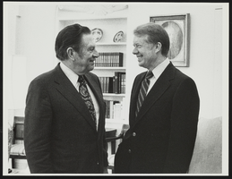 Howard Cannon talking with President Jimmy Carter: photographic print