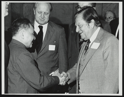 Howard Cannon shaking hands with Deng Xiaoping: photographic print