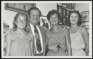 Howard Cannon with three unidentified women in his Washington, D.C. office: photographic print