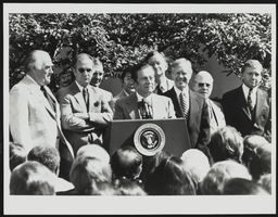 Howard Cannon speaks at a Rose Garden ceremony about the enactment of the Truck Deregulation Bill: photographic print