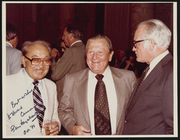 Howard Cannon attending reception with Senators S. I. Hayakawa and Barry Goldwater: photographic print