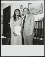 Howard Cannon in his Washington, D.C. office with Anne Louise Willie of the Walker Indian Reservation in Schurz, Nevada: photographic print