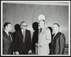 Senators Howard Cannon, Barry Goldwater, and unidentified men at Andrews Air Force Base, Washington, D.C.: photographic print