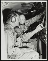 Howard Cannon in the cockpit of an aircraft: photographic print