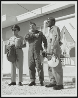 Howard Cannon with General Zack Taylor and an unidentified man at Nellis Air Force Base, Nevada: photographic print