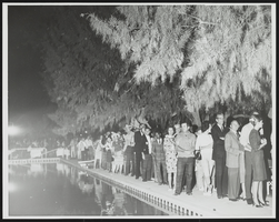 United States Senatorial Campaign with group of people in line next to a pool: photographic print
