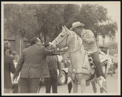 Howard Cannon on his horse, Edgewood Sunrise: photographic print