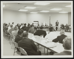 Howard Cannon speaking at a meeting: photographic print
