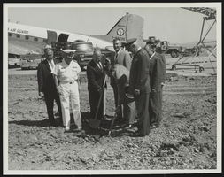 Howard Cannon, Captain J. D. Burky, and others at the Nevada Air National Guard Base groundbreaking: photographic print