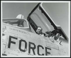 Howard Cannon in a United States Air Force F-105D aircraft cockpit: photographic print