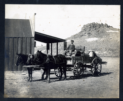 Ray Dingman in wagon: photographic print