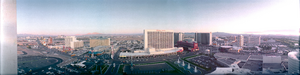 View of Las Vegas Boulevard looking east from Caesars Palace, daytime, Las Vegas, Nevada: panoramic photograph