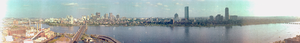 View of Massachusetts Institute of Technology (MIT) from across the Charles River, Boston, Massachusetts: panoramic photograph