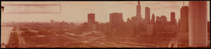 View of Pope John Paul II's mass with textual overlay, Chicago, Illinois: panoramic photograph