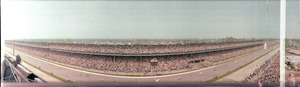 Indianapolis 500 race from the control tower, Indianapolis, Indiana: panoramic photograph