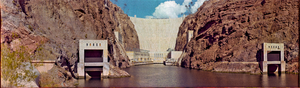 View of Hoover Dam, Lake Mead: panoramic photograph