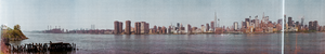 Manhattan from across East River and Long Island City, New York: panoramic photograph