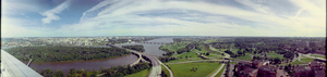 Aerial view of United States Marine Corps War Memorial (Iwo Jima Memorial) and Potomac River, Arlington, Virginia: panoramic photograph
