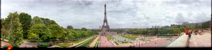 The Eiffel Tower, Paris, France: panoramic photograph
