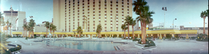 Golden Nugget pool area, Las Vegas, Nevada: panoramic photograph