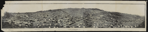 Panoramic view of Rawhide, Nevada taken from Hooligan Hill, featuring Crescent Peak, Silver King Hill, Last Chance Hill, Bluff Hill, Grutt Hill, Balloon Hill, and Murray Hill: photographic print