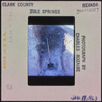 Photographic slide of a shovel, Tule Springs, Nevada, January 1963
