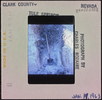 Photographic slide of a shovel, Tule Springs, Nevada, January 1963